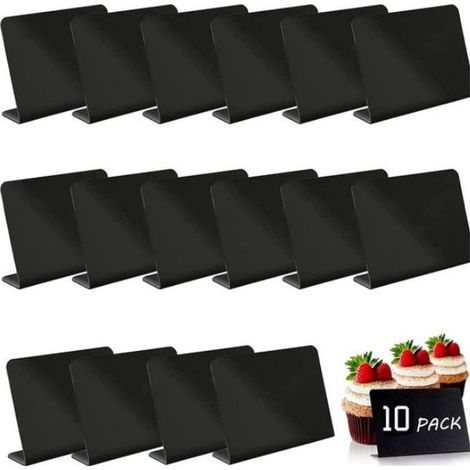 Lot de 16 mini-ardoises noires - Étiquettes alimentaires noires - Pour table de jardin, fête, bureau - Noir - 10 x 7,5 cm (1/4)