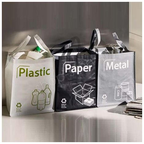 Lot de 3 Sacs de Recyclage Écologique Capacité 50 Litres - RECYCLING BAGS (1/5)
