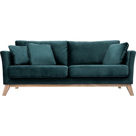 Divano scandinavo 3 posti sfoderabile tessuto blu petrolio OSLO
