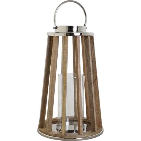 Bougeoir Mangue Verre 32X32X51 Naturel Marron (1/4)