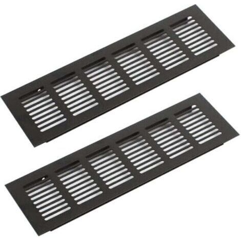 Grille Aération Aluminium 2 Pièces Grille d'Aeration Grille de Ventilation Rectangulaire Grille d'Aeration en Alliage Grille Daération Extérieure pour la Ventilation Noir 250 X 80mm (1/4)