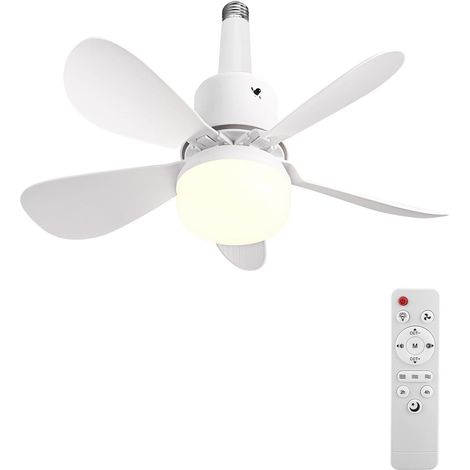 Ventilateur de Plafond avec Lumière et Telecommande,E27/E26 Lampe de Ventilateur LED Dimmable Plafonnier Timing,5 Pales,Silencieux,3 Vitesses,pour Chambre Salon Dortoir Cuisine Bureau (Round 40CM) (1/5)