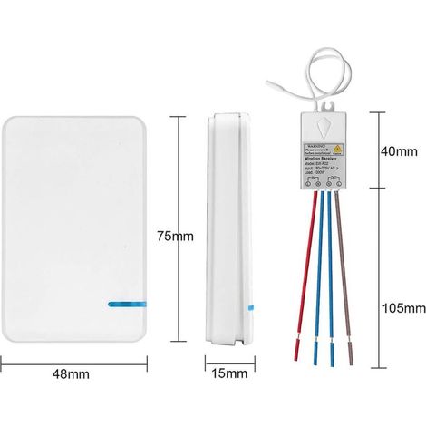 Interruptor inalámbrico mini Ersandy con receptor y pantalla LED - Para uso en exteriores (400 m) e interiores (40 m) - Encendido/apagado rápido - No requiere instalación de cables - RF 433 MHz (1/2)