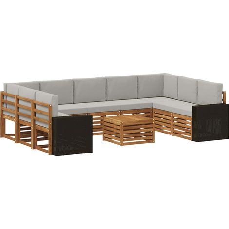 Set divani con cuscino 10 pcs Naturale e Grigio Chiaro vidaXL (1/5)