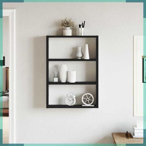 étagère murale - 860050 - noir - bois d'ingénierie - 43 x 9 x 60 cm (1/5)