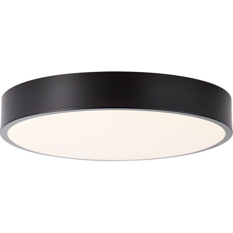 Plafonnier LED brillant Delvin Plafonnier LED, capteur de présence, 33 cm, 2400 lm, 3000K, métal, noir (1/5)