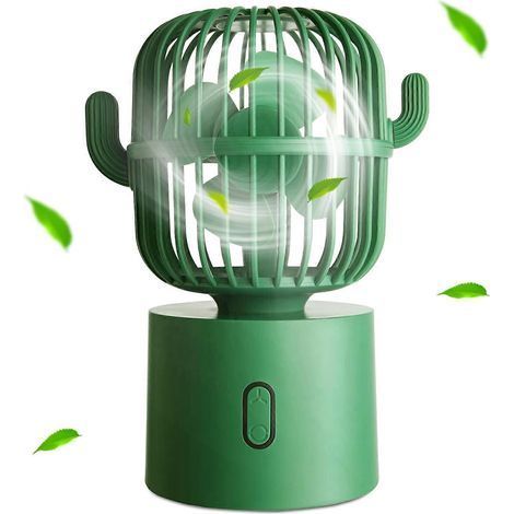 Ventilateur cactus. petit ventilateur de table mignon et silencieux. mini ventilateur de bureau. flux d'air à 80°. USB