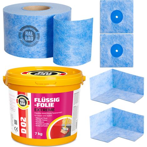 HALBAU Dichtset für Duschabdichtung Bad Abdichtung Dichtband Flüssigfolie 7kg H307 (1/5)