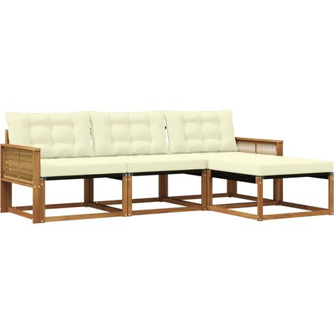 Conjunto de sofás de exterior con cojín 4 pcs Natural y Crema vidaXL (1/5)