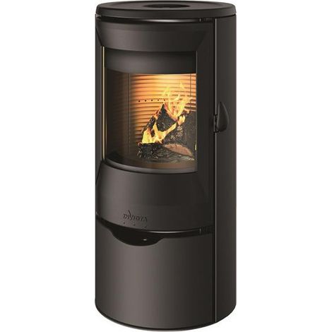 Invicta – Poêle à bois fonte 8kW noir – Double combustion – Évacuation des fumées par le dessus – Rendement 81% – Flamme verte 7 étoiles (1/4)