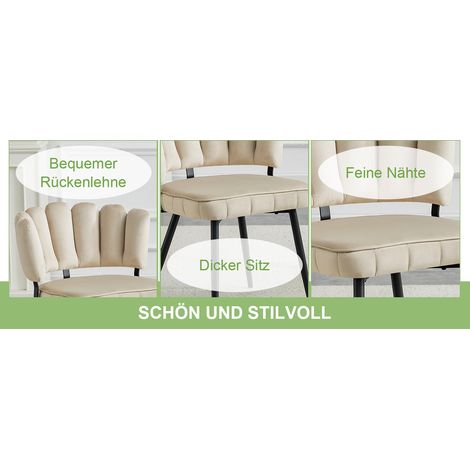 Silla de comedor, de terciopelo, set de 2, 60 x 48 x 80 cm, negro (1/5)