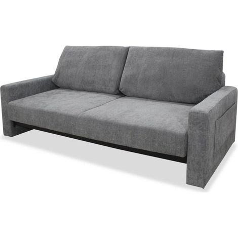 Sofá cama modelo Wakale tapizado textil gris, 230cm(ancho) 95cm(altura) 112cm(fondo).