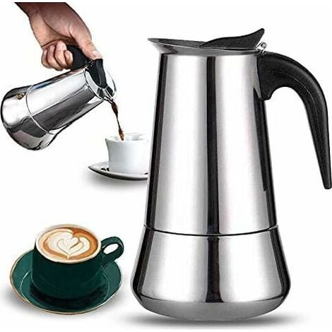 Cafetera italiana de 12 tazas de acero inoxidable – Compatible con todas las fuentes de calor – Café intenso y rico en aroma – Fácil de lavar (1/5)