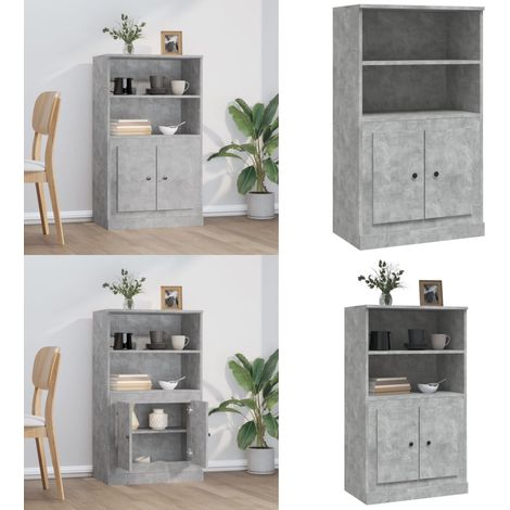 Buffet haut gris béton 60x35,5x103,5 cm bois d'ingénierie - Buffet Design Moderne - Meuble Rangement Cuisine - Armoire Murale - Commode Salon - Étagère Ouverte - Home & Living (1/5)