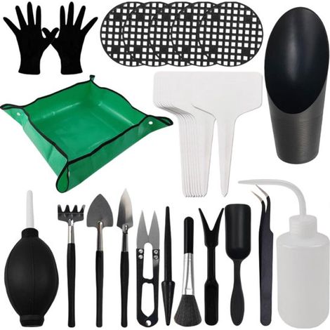 Mini herramientas de jardinería, Kit de trasplante, Cuidado de plantas de interior, Tapete impermeable para trasplantar, 30 piezas, Multicolor (1/5)