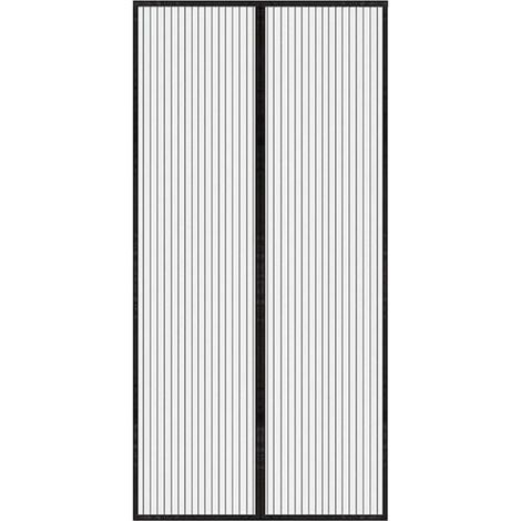 Rideau de porte à rayures noires, 100210cm, rideau de porte magnétique en maille douce, rideau de porte anti-moustiques d'été. (1/5)