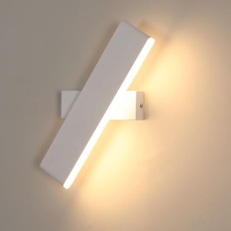 9W Modern LED Wall Lamp, 360° Rotating Wall Sconce, 3000K Warm White, White, for Bedroom, Living Room, Hallway, Stairs, 30cm (1/5)