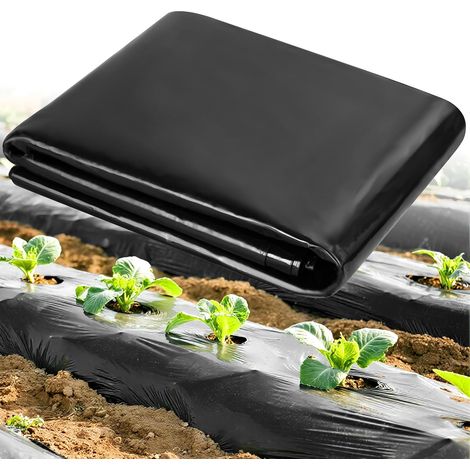 Bâche en polyéthylène noire très résistante, housse en plastique imperméable extra épaisse, membrane horticole Garden Grow pour jardinage, isolation de bâtiment et protection contre les gravats, tapis (1/5)
