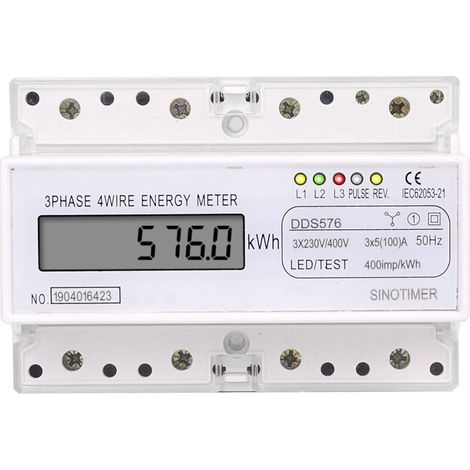Compteur d'énergie numérique LCD triphasé, 4 fils, 7 pôles, kWh, wattmètre, consommation électrique, montage pour la maison et le bureau (1/4)
