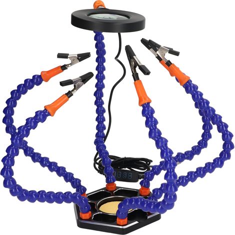 Station de soudage multifonction avec 6 bras flexibles et loupe 3X, outil de soudure polyvalent (1/5)