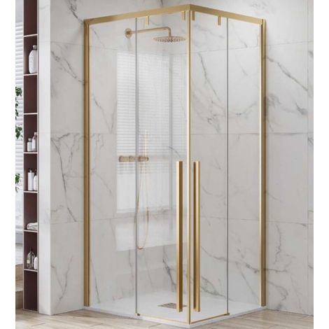 Paroi de douche coulissante SANTORINI 100 profilé doré 70 x200cm (1/5)