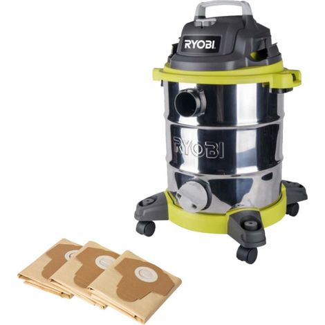 Confezione RYOBI Aspirapolvere a umido/asciutto RVC-1530IPT-G - 1500W - 30L - 3 sacchetti per la polvere - 20 L - RAKVAC (1/3)
