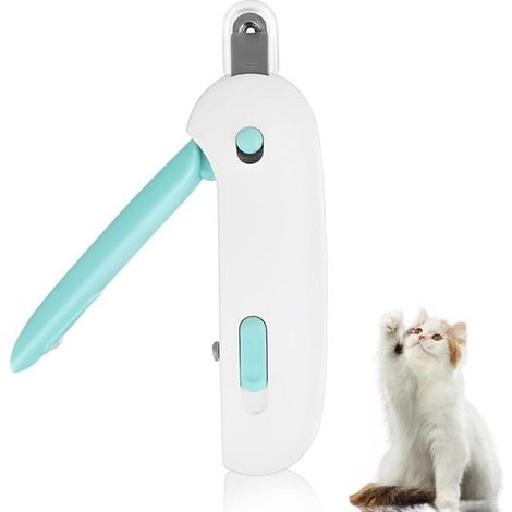 Cortaúñas para gatos, cortaúñas profesional para patas de gato con lima de uñas, acero inoxidable, apto para gatos y perros (azul) (1/5)