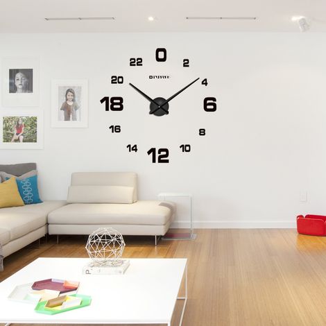 Reloj de pared moderno 3D para armar tú mismo, reloj de cuarzo, reloj grande de cristal acrílico con efecto espejo, ideal para decorar tu sala de estar. (1/5)