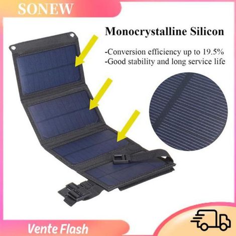 Sonew Outil de recharge de téléphone portable Panneau Solaire Portable 20 W, Pliable et USB, IP65, pour sport camping Multicolore (1/5)