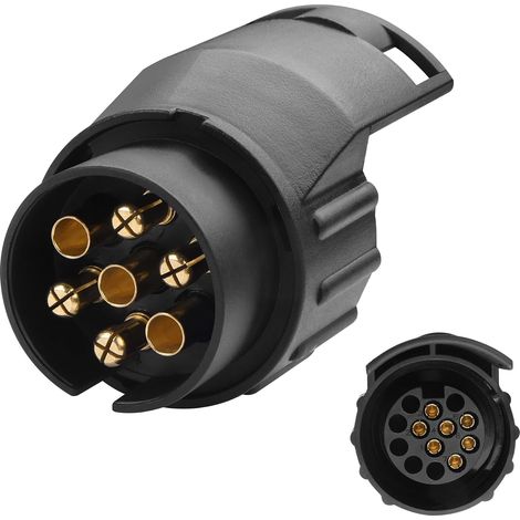 Adaptateur de prise de remorque 7 broches vers 13 broches, adaptateur de prise de remorque 7 broches 12V pour voiture, caravane, camping-car, camion (1/5)
