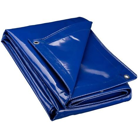 1 Bâche 2x3m 650g/m² Polyester PVC Œillets Inox Bleu Protection Camion (1/5)