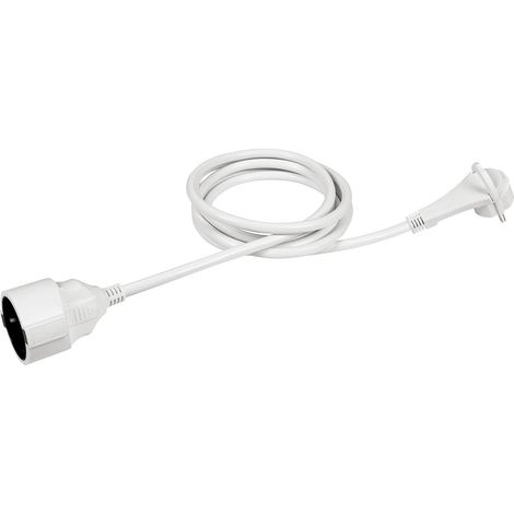 Rallonge en Plastique avec fiche Plate 2 m - pour intérieur (IP20) - Coupleur Schuko - Blanc (1/5)