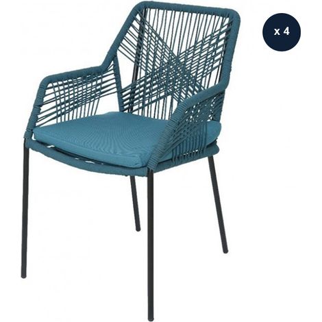 Lot de 4 chaises de jardin Séville turquoise - Jardideco (1/3)