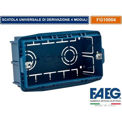 CASSETTA COMBINATA DA INCASSO MURO 4 POSTI MODELLO MAGNUM CON INSERTI IN FERRO ZINCATO FAEG FG10004 (1/4)