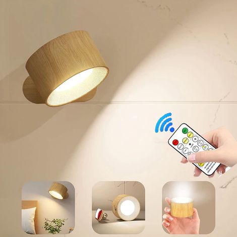 Lampe Murale Sans Fil Rechargeable Led 3 Températures Avec Télécommande Minuterie - Applique Magnétique Rotative 360° (1/5)