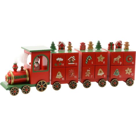 Calendario dell'avvento a forma di trenino rosso in legno MDF da 15 cm (1/2)