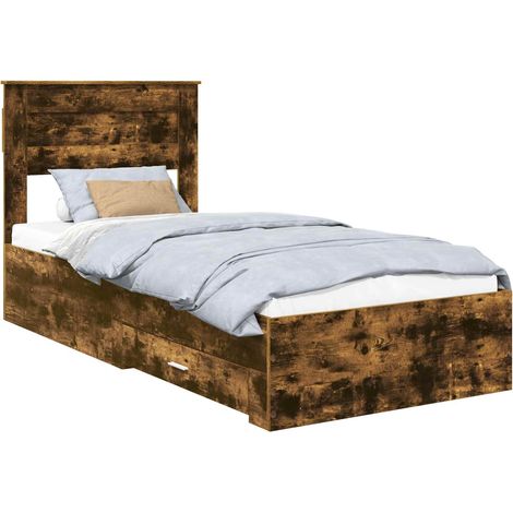 Maison Exclusive - Cadre de lit Chêne Fumé et Argent 75 x 190 cm Bois d'ingénierie
