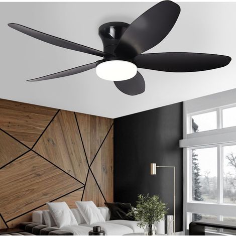 Ventilateur de plafond 88 cm avec éclairage et télécommande, ventilateur de plafond moderne à LED à intensité variable, 6 vitesses, minuterie, 5 pales