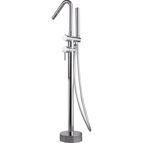 IMEX Rubinetto da bagno cromato in acciaio e ottone con cartuccia ceramica Ø35mm tubo flessibile in PVC comando a una posizione scatola di registrazione a pavimento – Modell Imex-BBECO1 (1/2)