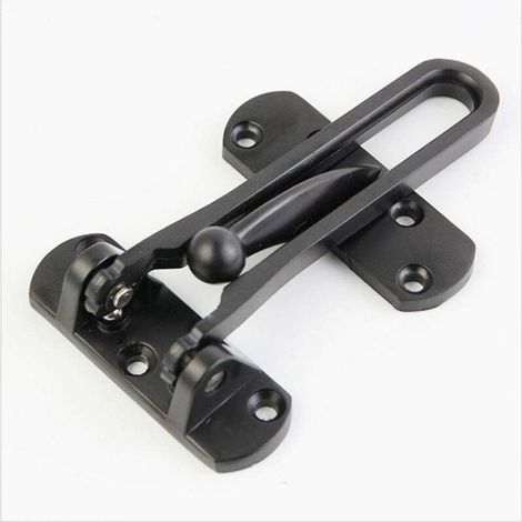 Anti-Theft Door Bar Latch to Protect Against Forced Entry, Zinc Alloy Latch Lock Device (Black) (1/5)
