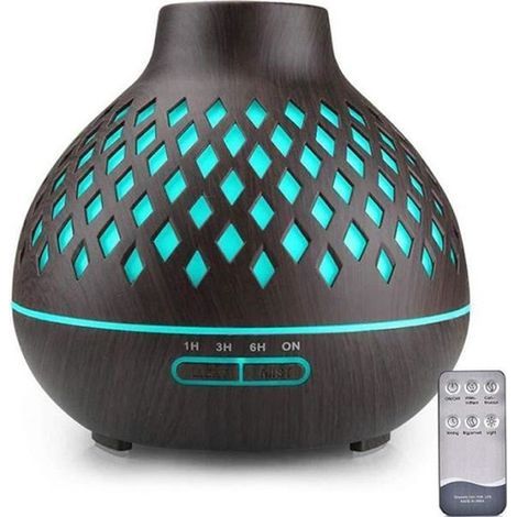 500ml Essential Oil Diffuser with Remote Control, 7-Color LED Ultrasonic Humidifier, Aromatherapy Humidifier (1/4)