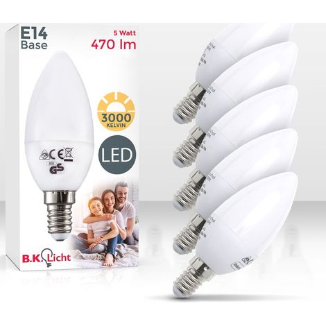 5x Ampoule LED E14 ampoule d'économie d'énergie 5W forme bougie