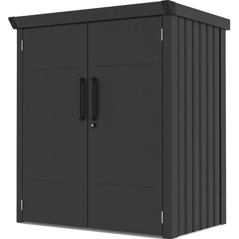 Armoire de rangement de jardin en acier galvanisé anthracite avec lot de 2 étagères 1,88 m³ - L133 x P94 x H151 cm - NORISA (1/5)