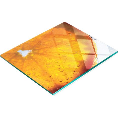 Tabla de cortar de cristal para cocina con motivos decorativos naranjas, 60x52 cm. (1/5)