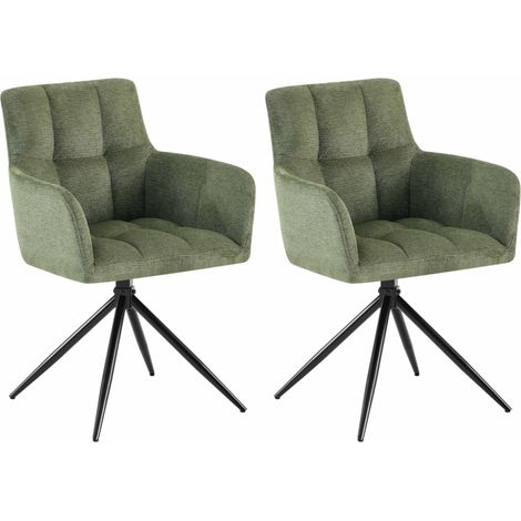 Lot de 2 chaises de salle à manger moderne et confort mécanisme de rotation à 180° en tissu vert et métal 100007862 (1/5)
