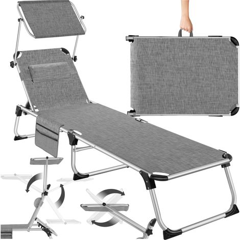 Tumbona Aurelie de aluminio, ajustable en 6 posiciones - asiento, tumbona para la playa, hamaca con parasol (1/5)