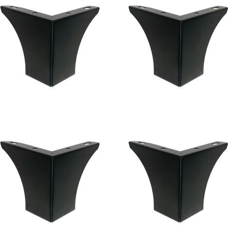 Pieds de meubles de cuisine DIY, pieds de 100 mm pour table basse, armoires, lit, canapé, pieds de chaise de bureau en métal noir robuste, silencieux, antidérapants, lot de 4 (1/5)