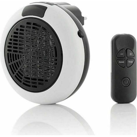 KZQ Radiateur Soufflant Mural Electrique - Chauffage Prise Murale avec Thermostat et Minuterie - Chauffage sur Prise avec Télécommande, Salon, Chambre, Bureau - Céramique - 600W - Blanc (1/5)