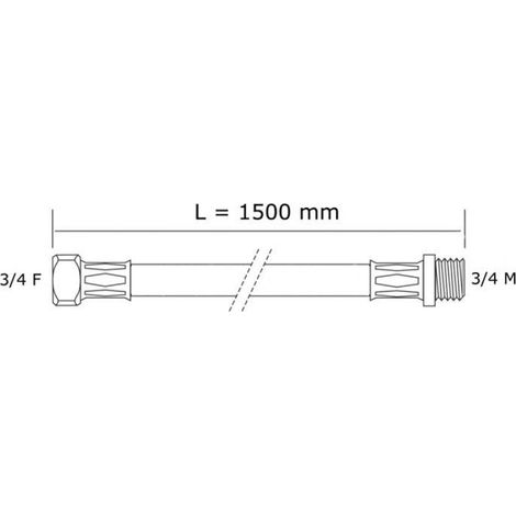 Tuyau D'arrivée D'eau - 1500 mm - Raccords Droits 3/4 Femelle x 3/4 Mâle - Pour Lave-linge - 1 Pièce (1/2)