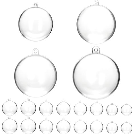 Boules en Plastique Transparentes - Ø 5, 6, 7, 8 cm - Boule de Noël à Remplir (20 Pièces),adapté pour accrocher du ruban, de la corde (1/5)